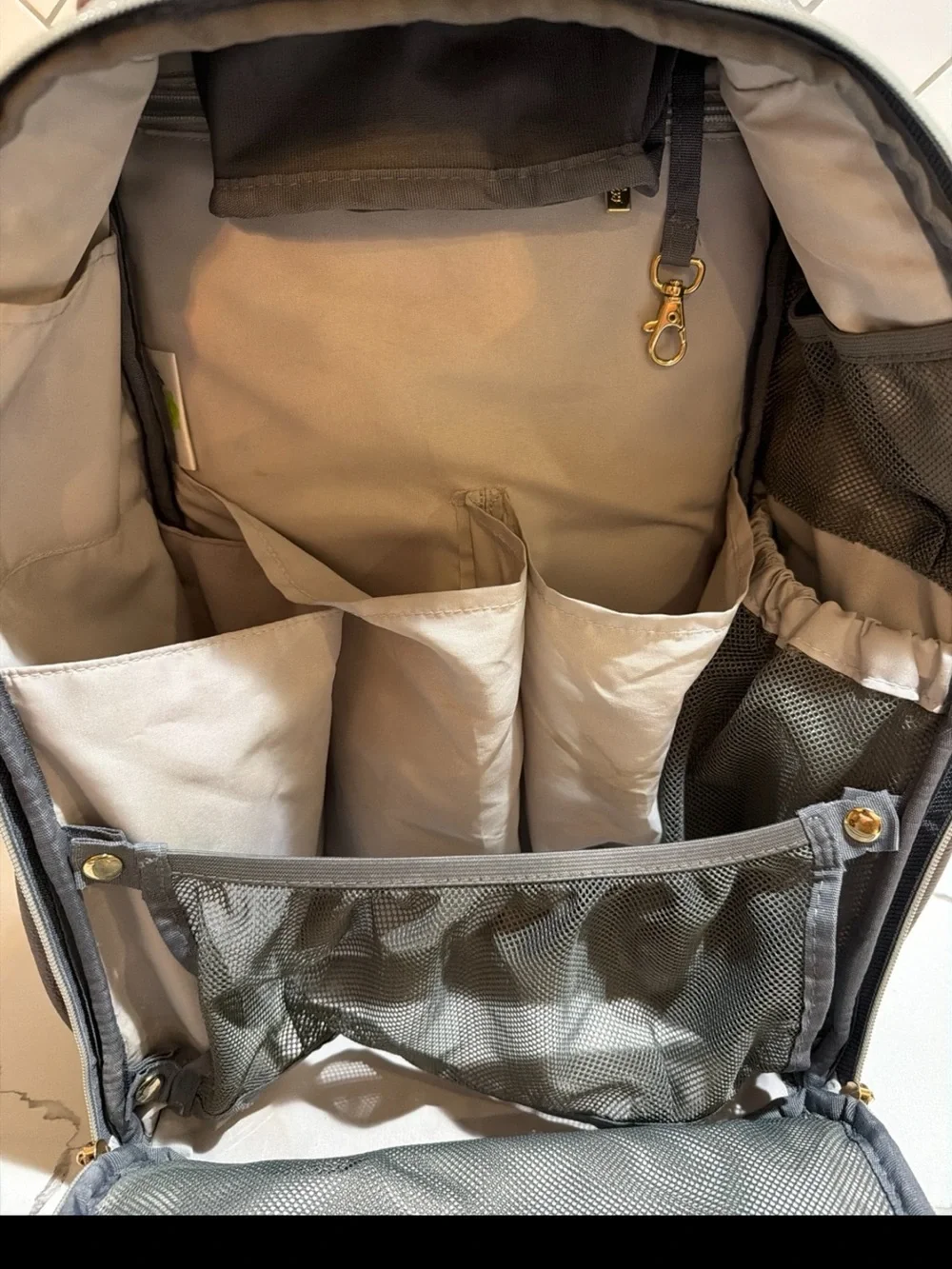 Itzy Ritzy Gray and Brown Men's Backpack with Leather Accents